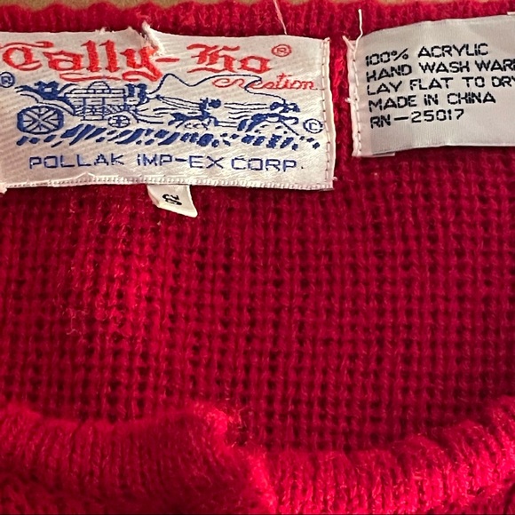 Tally-Ho Vintage Cardigan Red Sweater Sz Small * - Picture 6 of 6